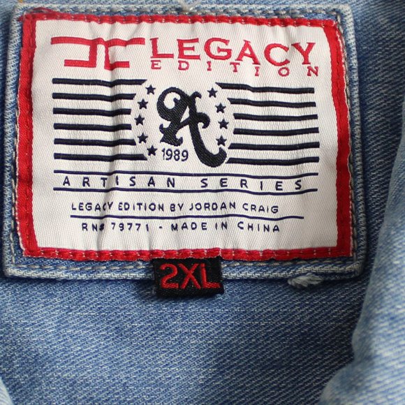 Jordan Craig Legacy Edition Distressed Biker Moto Blue Wash Denim Vest - Picture 7 of 8